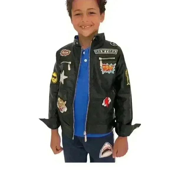Lola & the Boys Patchwork‎ Vegan Leather Boys Jacket 2T - Picture 2 of 7